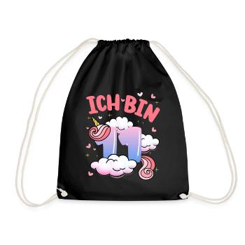 Ich Bin 11 Jahre Alt | Einhorn-thema | 11. - Turnbeutel - Schwarz - Vorne