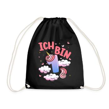 Ich Bin 1 Jahre Alt | Einhorn-thema | 1. - Turnbeutel - Schwarz - Vorne