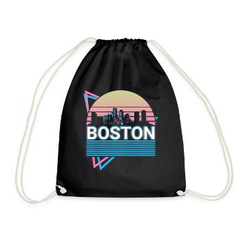 Boston City Skyline Cityscape Rétro - Sac de sport léger - noir - Devant