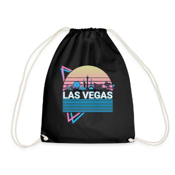 Las Vegas City Skyline Cityscape Retro - Drawstring Bag - black - Front
