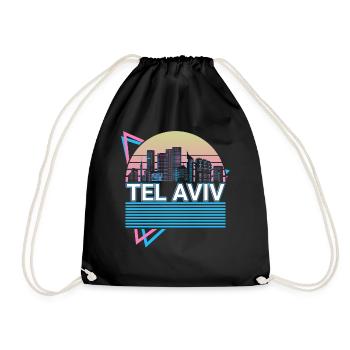Tel Aviv Stadt Skyline Stadtbild Retro - Turnbeutel - Schwarz - Vorne