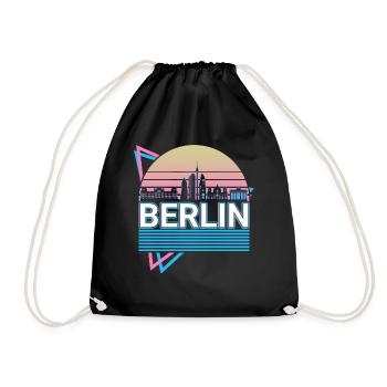 Berlin Stadt Skyline Stadtbild Retro - Turnbeutel - Schwarz - Vorne