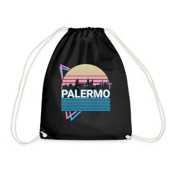 Palermo Stadt Skyline Stadtbild Retro - Turnbeutel - Schwarz - Vorne