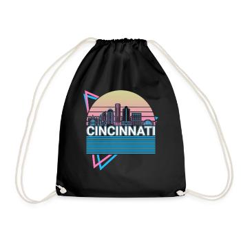 Cincinnati City Skyline Cityscape Rétro - Sac de sport léger - noir - Devant
