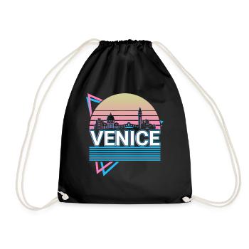 Venedig Stadt Skyline Stadtbild Retro - Turnbeutel - Schwarz - Vorne