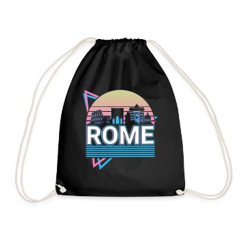 Rom Stadt Skyline Stadtbild Retro - Turnbeutel - Schwarz - Vorne