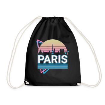 Paris Stadt Skyline Stadtbild Retro - Turnbeutel - Schwarz - Vorne
