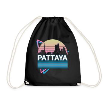 Pattaya Stadt Skyline Stadtbild Retro - Turnbeutel - Schwarz - Vorne