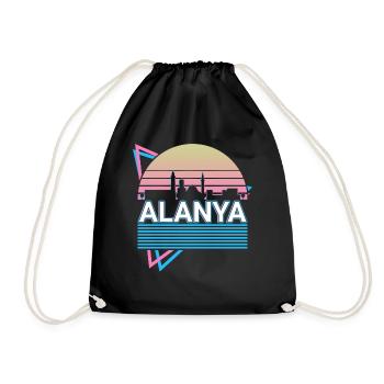 Alanya City Skyline Cityscape Retro - Drawstring Bag - black - Front