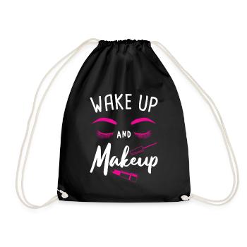 Wake Up And Make Up Lippenstift Kosmetikerin Schön - Turnbeutel - Schwarz - Vorne