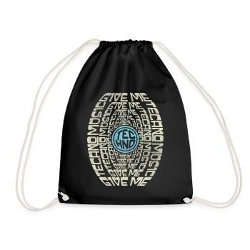 Text Graphic Techno Shirt | Give me techno music - Drawstring Bag - black - Front