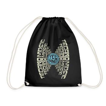 GIVE ME TECHNO MUSIC | Text Graphic Techno Shirt - Drawstring Bag - black - Front