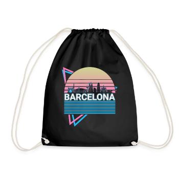 Barcelona Stadt Skyline Stadtbild Retro - Turnbeutel - Schwarz - Vorne