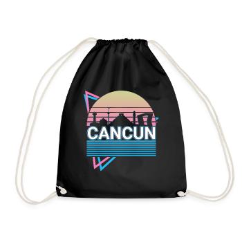 Cancun Stadt Skyline Stadtbild Retro - Turnbeutel - Schwarz - Vorne