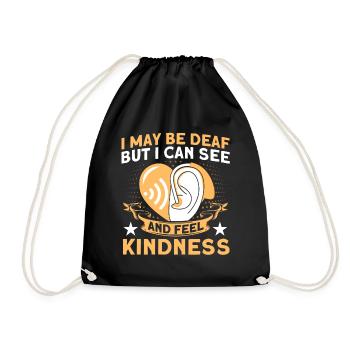Hearing aid Sign language Deaf people - Drawstring Bag - black - Front
