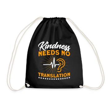 Hearing aid Sign language Deaf people - Drawstring Bag - black - Front