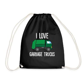 I Love Garbage Trucks - Drawstring Bag - black - Front
