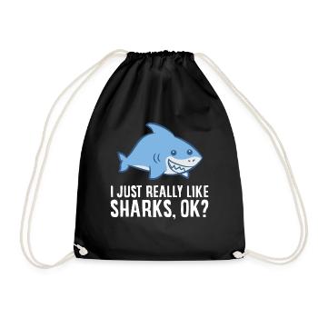 Shark Lover I Just Really Like Sharks Ok Funny - Drawstring Bag - black - Front