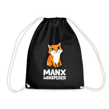 Funny Manx Cat Cute Manx Whisperer - Turnbeutel - Schwarz - Vorne
