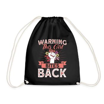 Warning This Girl Bites Back Feminist - Drawstring Bag - black - Front