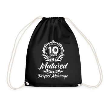 10th Wedding Anniversary Couple Design 10 Years of Marriage - Drawstring Bag - black - Front