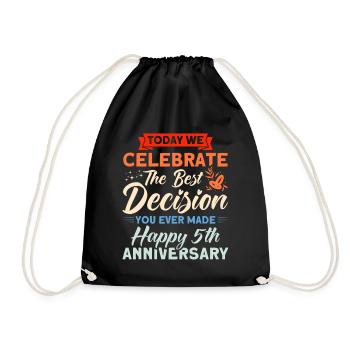 5. Wedding Anniversary Couple Design 5 Years Marriage - Drawstring Bag - black - Front