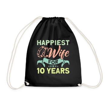 10th Wedding Anniversary Couple Design 10 Years of Marriage - Drawstring Bag - black - Front