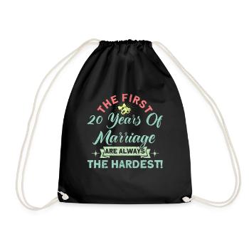 20th Wedding Anniversary Couple Design 20 Years of Marriage - Drawstring Bag - black - Front