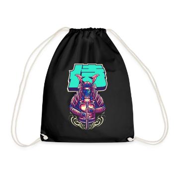 Cyborg Samurai Bushido Warrior Cyber Aesthetics - Drawstring Bag - black - Front