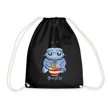 Cyborg Robot Ramen Noodles Cyber Aesthetics - Drawstring Bag - black - Front