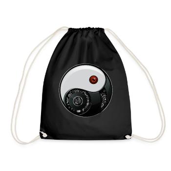 Cyborg Ying Yang Yin Yang Cyber Aesthetics - Drawstring Bag - black - Front