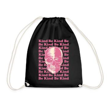 Danish Pastel Aesthetic Gothic Skull Goth Be - Drawstring Bag - black - Front