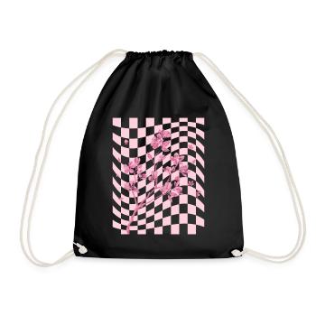 Danish Pastel Aesthetic Cherry Blossom Japanese - Drawstring Bag - black - Front
