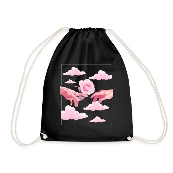 Danish Pastel Aesthetic Pink Rose Creation by - Drawstring Bag - black - Front
