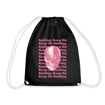 Danish Pastel Aesthetic Gothic Skull Goth - Drawstring Bag - black - Front
