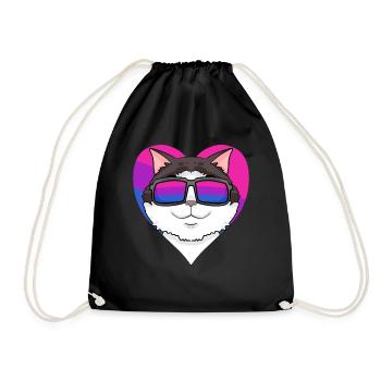 Bisexuell Ragdoll Katze - Ragdoll mit Brille - Turnbeutel - Schwarz - Vorne