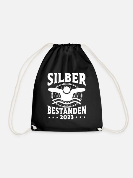 Silber Schwimmer Prüfung Silber Schwimmabzeichen - Turnbeutel - Schwarz