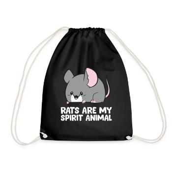 Rats Are My Spirit Animal Cute Rat - Drawstring Bag - black - Front