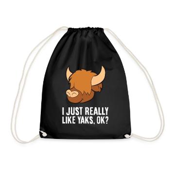 I Just Really Like Yaks, Ok? Funny Yak - Drawstring Bag - black - Front