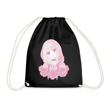 Danish Pastel Aesthetic Sad Anime Girl R - Drawstring Bag - black - Front