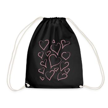 Danish Pastel Aesthetics Abstract Heart Pattern - Drawstring Bag - black - Front