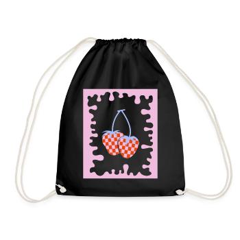 Esthétique pastel danoise à carreaux de fraises - Sac de sport léger - noir - Devant