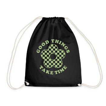 Danish Pastel Aesthetic Flower - Drawstring Bag - black - Front