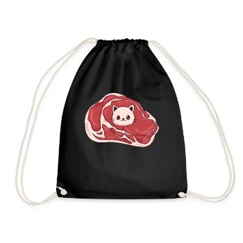Meatcore Ästhetik Weirdcore Kawaii Katzenfleisch - Turnbeutel - Schwarz - Vorne