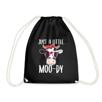 Just a little moo-dy cow farmer farmer - Drawstring Bag - black - Front