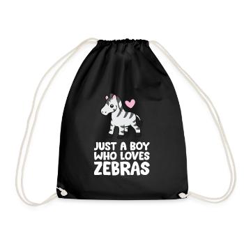 Just a Boy Who Loves Zebras - Drawstring Bag - black - Front