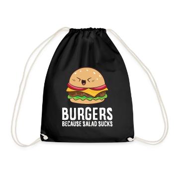 Burger Weil Salat scheiße ist Lustiger Hamburger - Turnbeutel - Schwarz - Vorne