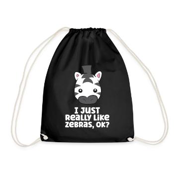 Zebra Lover I Just Really Like Zebras - Drawstring Bag - black - Front