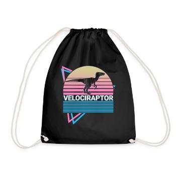 Velociraptor Dinosaurier Retro - Turnbeutel - Schwarz - Vorne