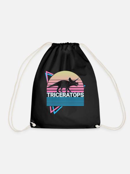 Triceratops Dinosaurier Retro - Turnbeutel - Schwarz